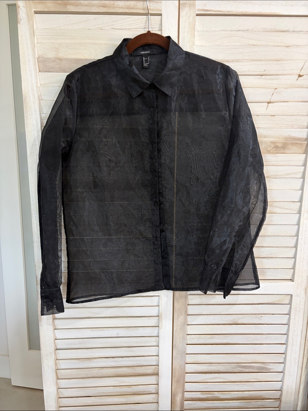 Forever 21 Sheer Black Button-Front Blouse